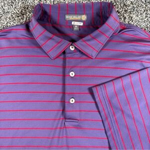 Peter Millar Summer Comfort Crown Men’s XL Purple/Pink Striped Golf Polo